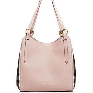 Authentic Burberry Nova Check Baby Powder Pink Pebbled Leather Tote
